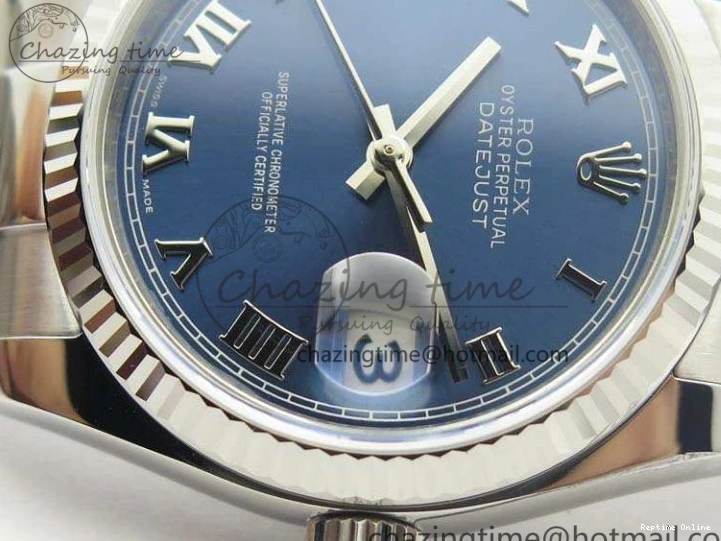 0211 DateJust 36mm SS 116234 ARF 1:1 Best Edition Blue Roman Dial Fluted On 904L SS Oyster Bracelet SA Supportive 3516